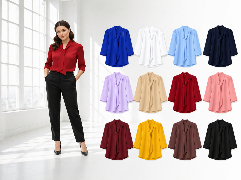 Moraji Classic Bow-Tie Blouse | Sophisticated Neo-Classical Style