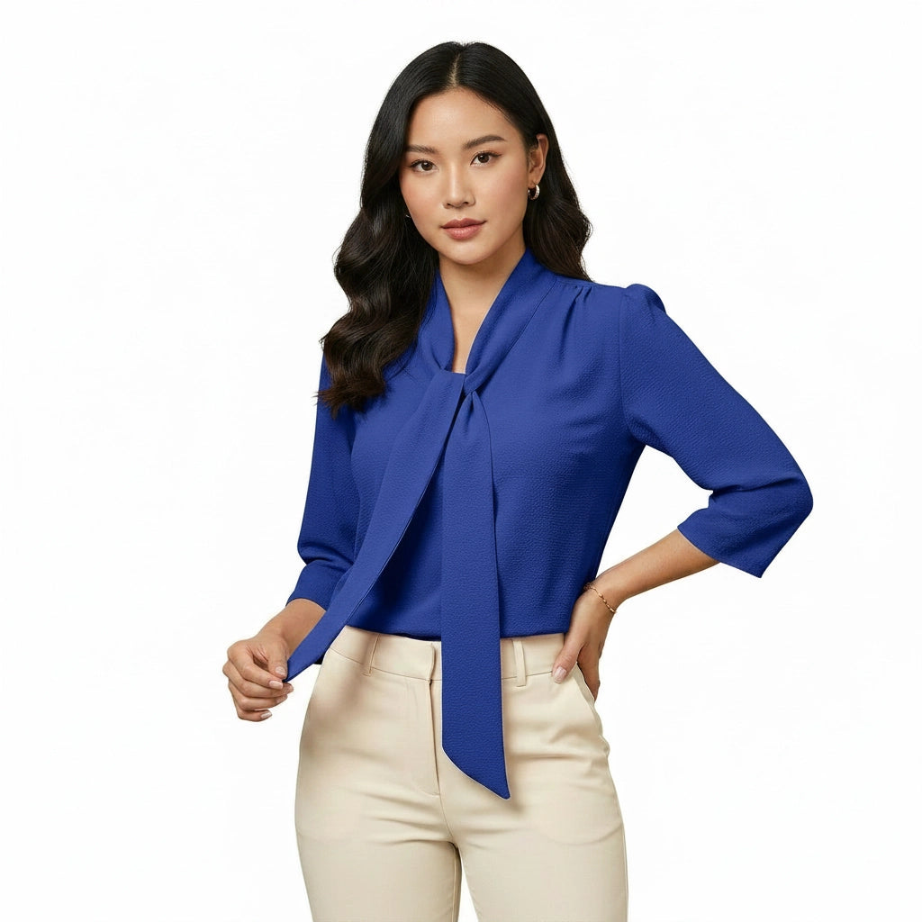 Moraji Classic Bow-Tie Blouse | Sophisticated Neo-Classical Style