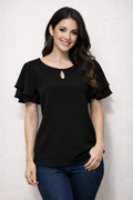 Moraji Flutter Sleeve Elegant Blouse | Romantic & Professional Chic
