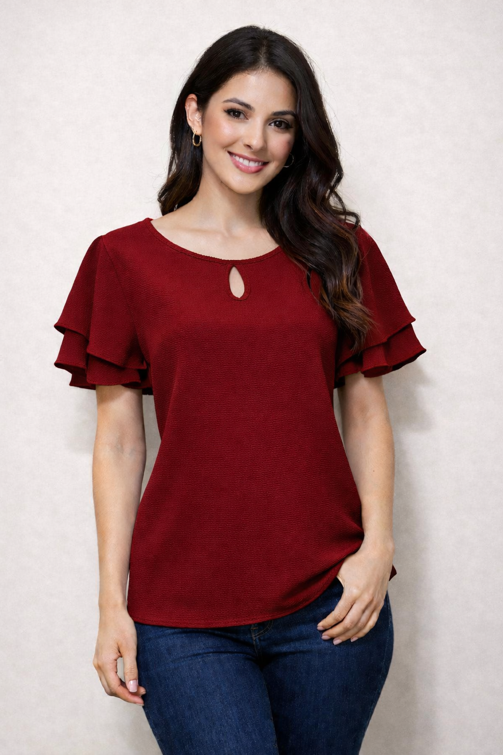 Moraji Flutter Sleeve Elegant Blouse | Romantic & Professional Chic