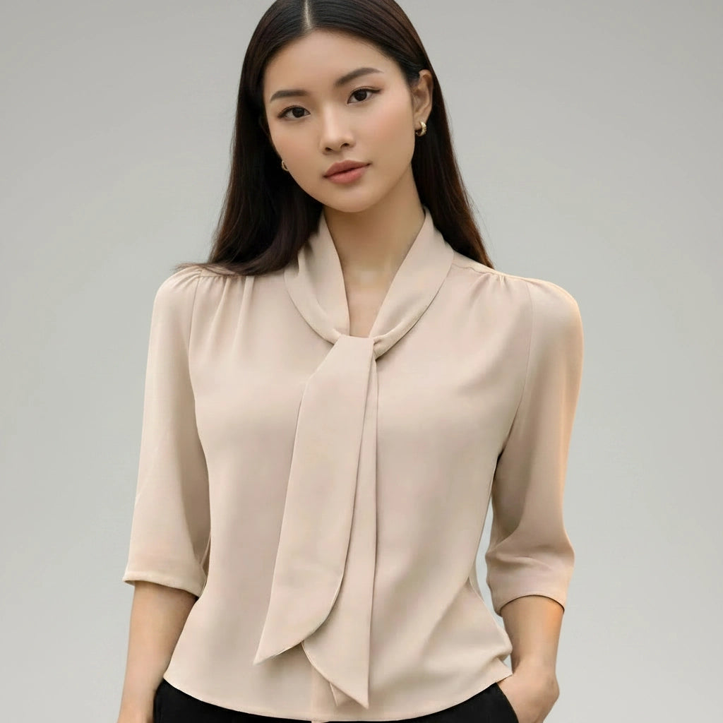Moraji Classic Bow-Tie Blouse | Sophisticated Neo-Classical Style