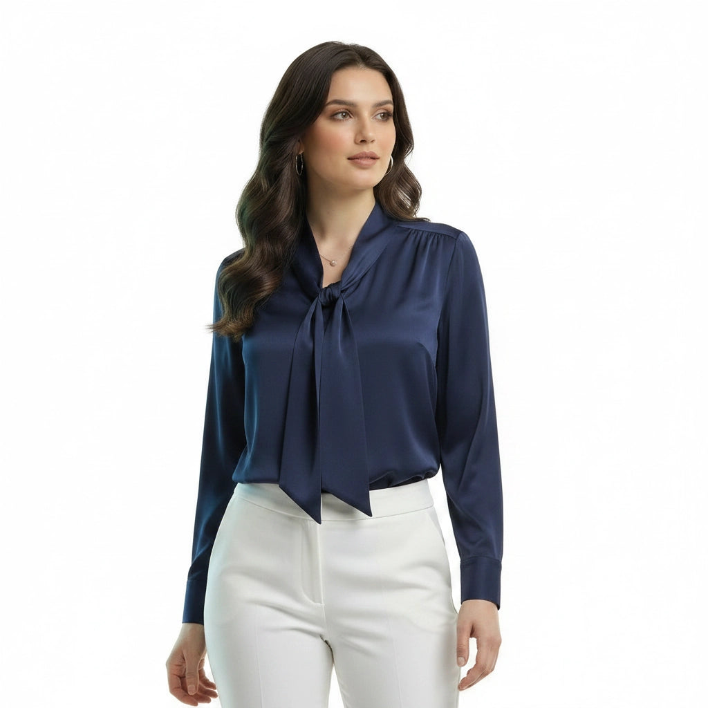 Moraji Classic Bow-Tie Blouse | Sophisticated Neo-Classical Style